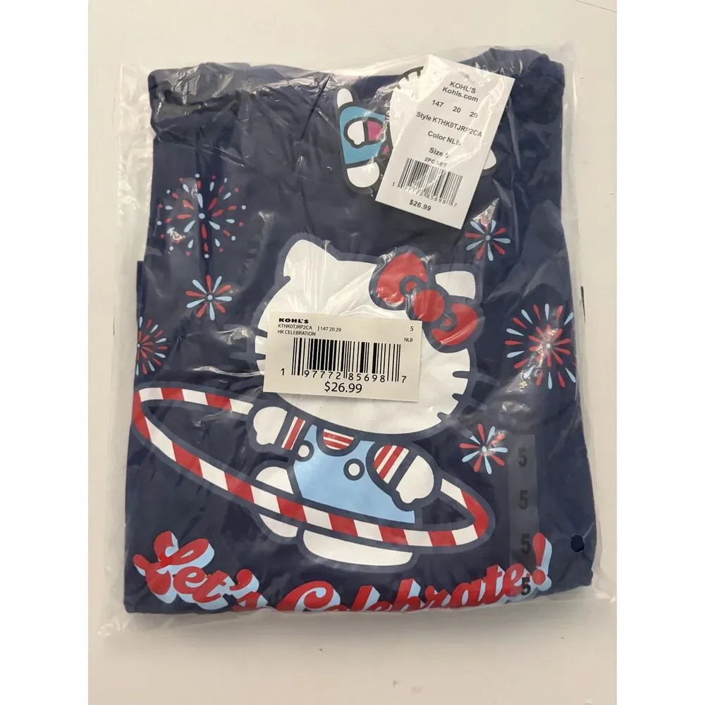 Girls Hello Kitty 2-Piece Peplum Tee & Shorts Set size 5